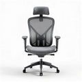 Chaise de bureau ergonomique en mesh gris avec appuie-tête ajustable 60 x 60 x 120cm