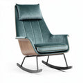 Fauteuil berçant en velours turquoise avec structure en bois et métal 80 x 75 x 100cm