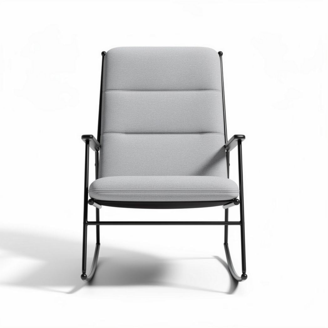 Fauteuil rocking en métal noir et tissu gris dimensions 75 x 70 x 100cm