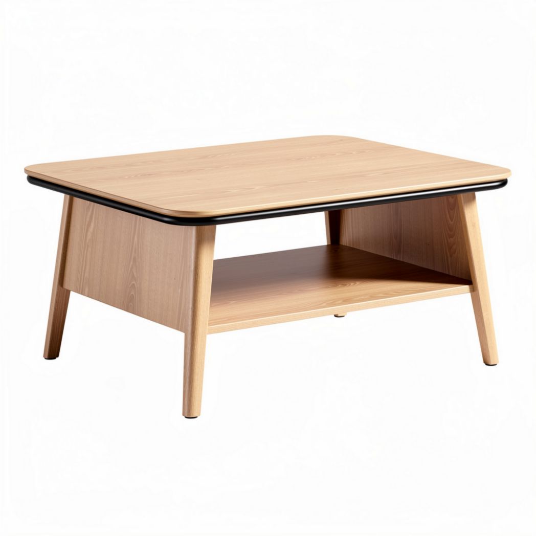 Table basse en bois avec plateau rectangulaire 100 x 60 x 45cm et étagère inférieure