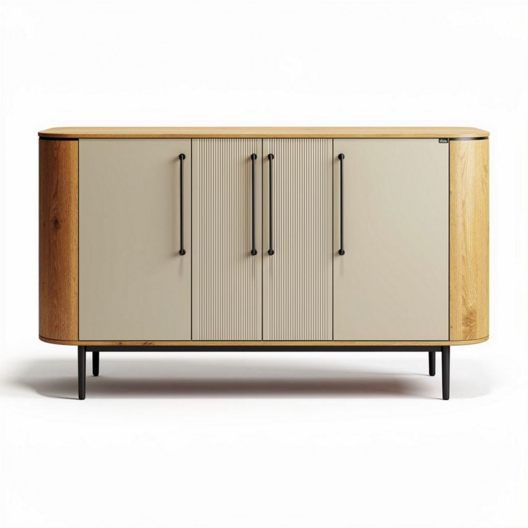Buffet en bois et métal avec portes en verre dimensions 90 x 45 x 75cm