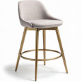 Tabouret de bar en tissu gris avec pieds en métal doré 45 x 45 x 100cm