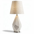 Lampe de table en céramique blanche avec abat-jour en lin tissé 25 x 25 x 50cm