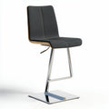 Chaise de bar réglable en tissu gris et bois avec structure en métal 45 x 45 x 100cm