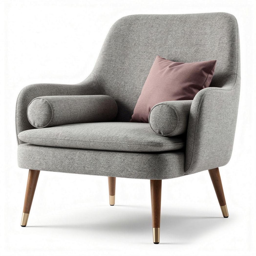 Fauteuil en tissu gris avec coussin décoratif 80 x 80 x 85cm