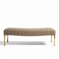 Banc en tissu beige avec piètement en métal doré dimensions 120 x 40 x 45cm