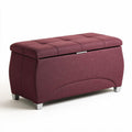 Banc de rangement en tissu bordeaux 75 x 35 x 40cm avec couvercle rabattable