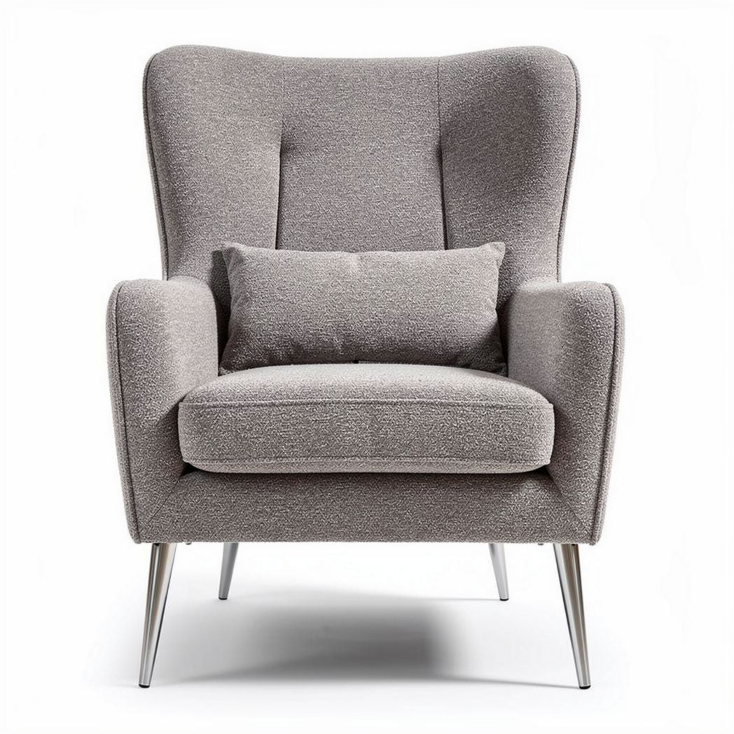 Fauteuil en tissu gris clair avec coussin inclus dimensions 80 x 80 x 100cm